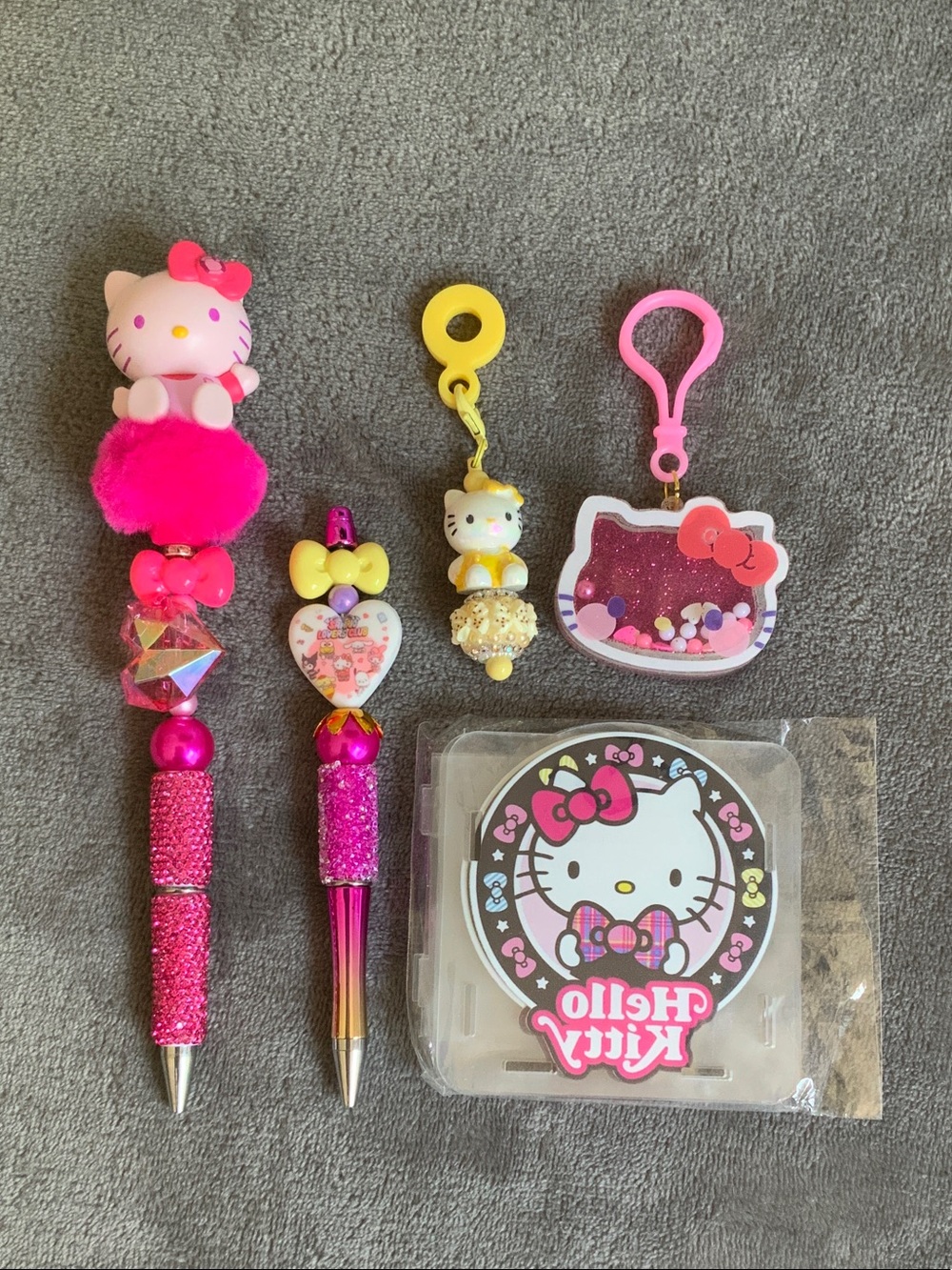Hello Kitty Pink and Yellow Glitter Handmade Bundle